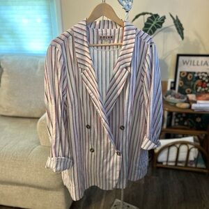 Anthropologie Dolan Multicolor Striped blazer linen blend 2X